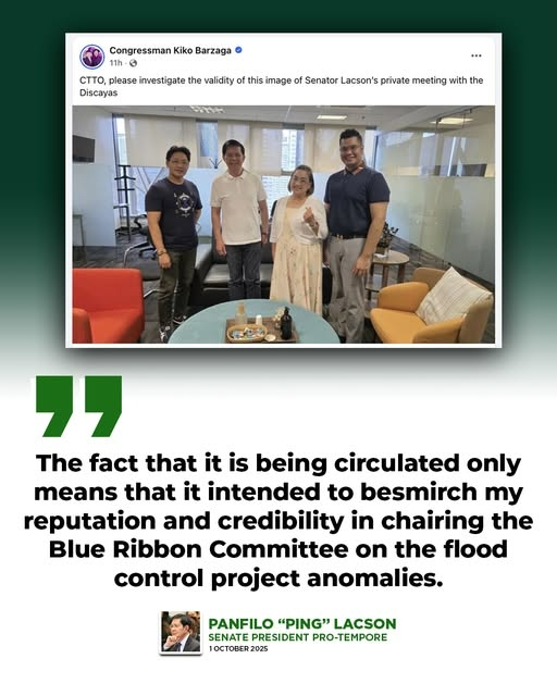 Lacson: Photo Intended to Discredit Blue Ribbon Probe on Flood Control ...